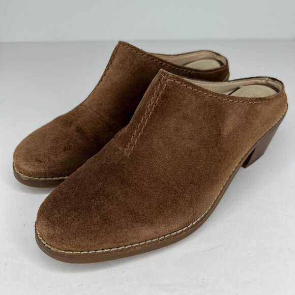 Cole Haan Shoes - Cole Haan Womens W14844 Brown Faux Suede Block Heel Size 7 Slip-On Mules